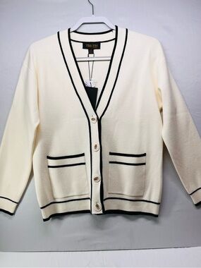 TRUTH Cream Cardigan with Black Trim